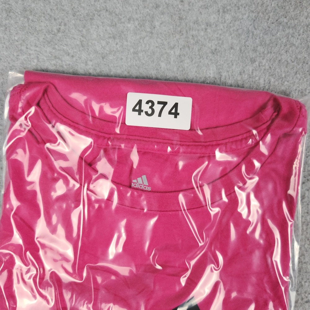 Adidas T-Shirt Womens 2X Pink Graphic Logo Crew Neck Athletic Short Sleeve Tee - Picture 8 of 8